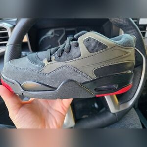 Black and Olive Sneakers with Red Accents